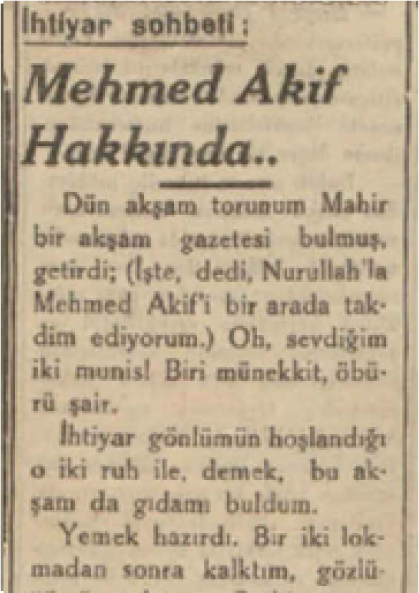 İSTİKLÂL MARŞI ARŞİVİ<br>İhtiyar sohbeti: Mehmed Akif Hakkında..